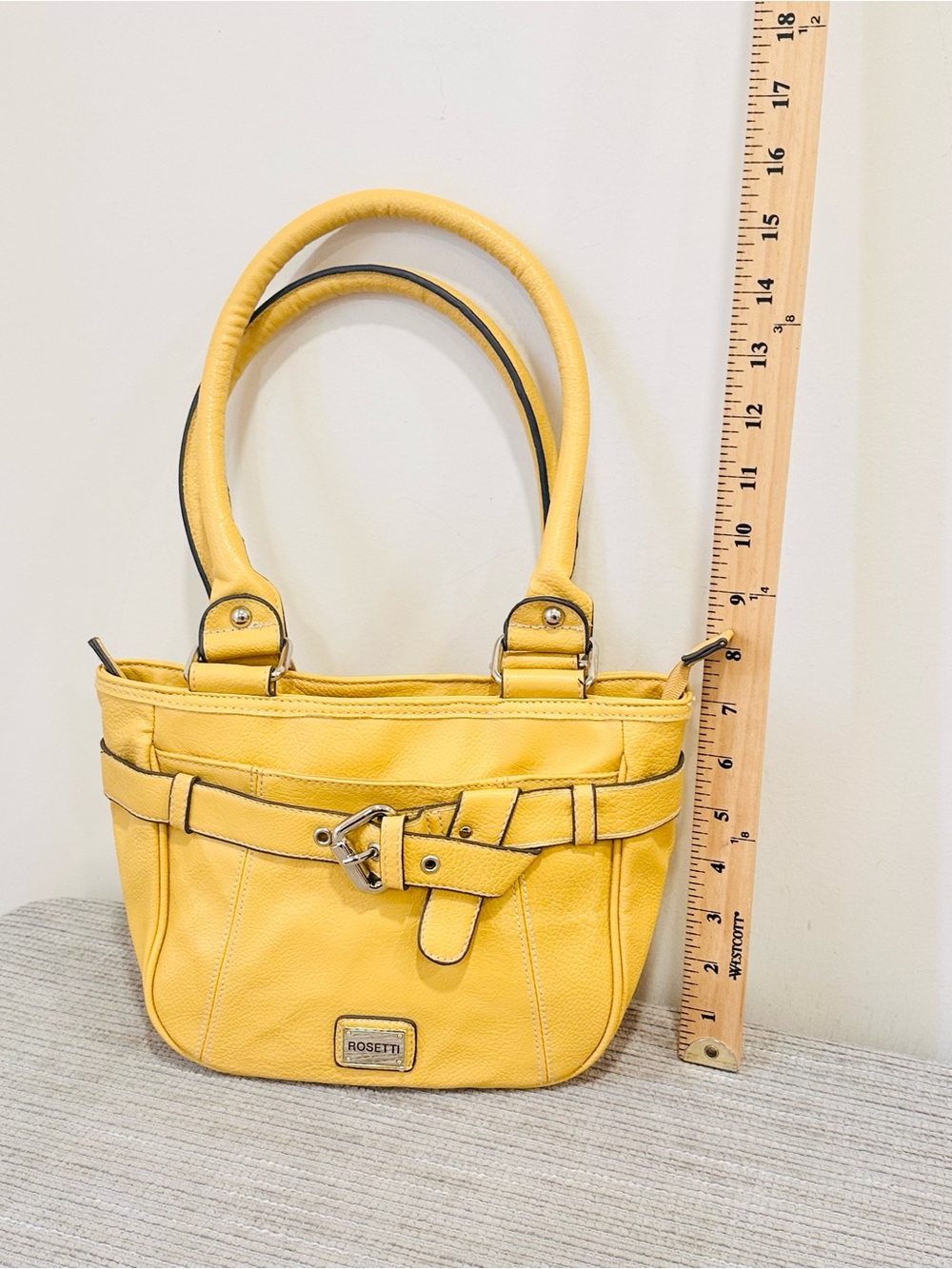 Rosetti Yellow Faux Leather Shoulder Bag Purse Buckle Accent Y2K Style - Picture 3 of 14